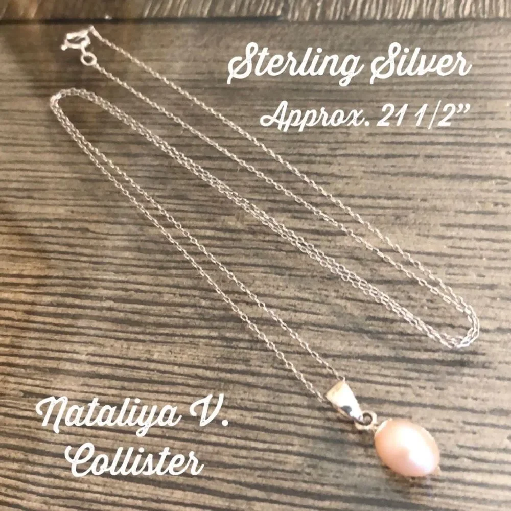 Nataliya V Collister NVC Pink Pearl Drop Sterling Silver Necklace